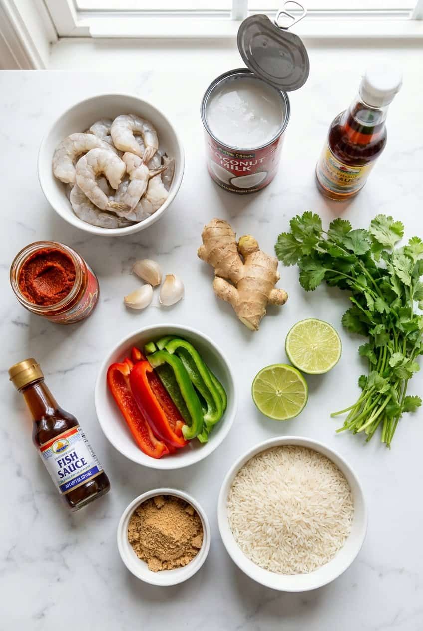 Ingredients for Coconut Curry Shrimp