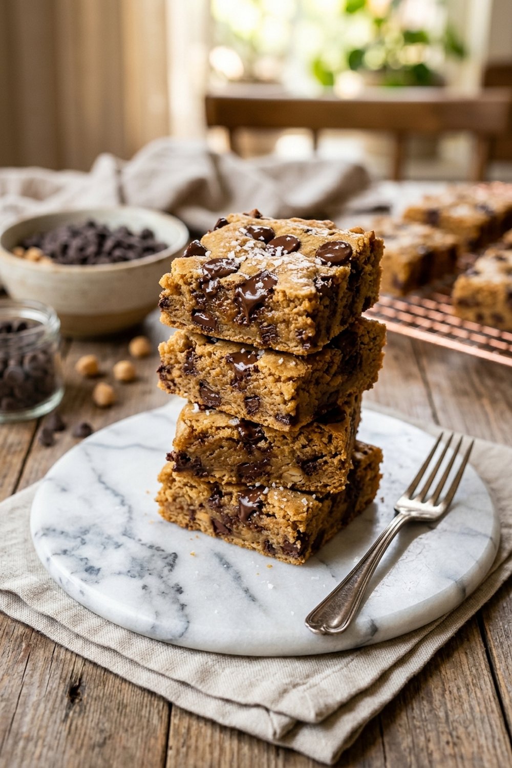 Cookie Dough Chickpea Blondies close up