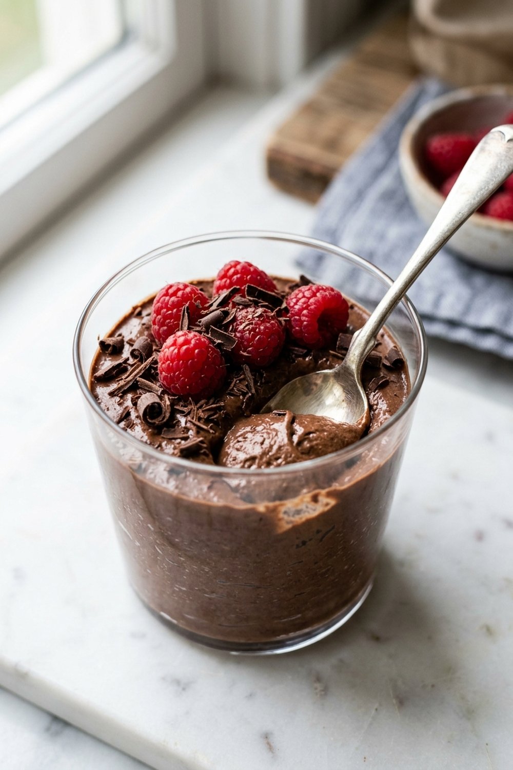 Cottage Cheese Chocolate Mousse close up