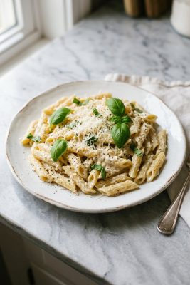 Cottage Cheese Pasta Sauce served on a plate