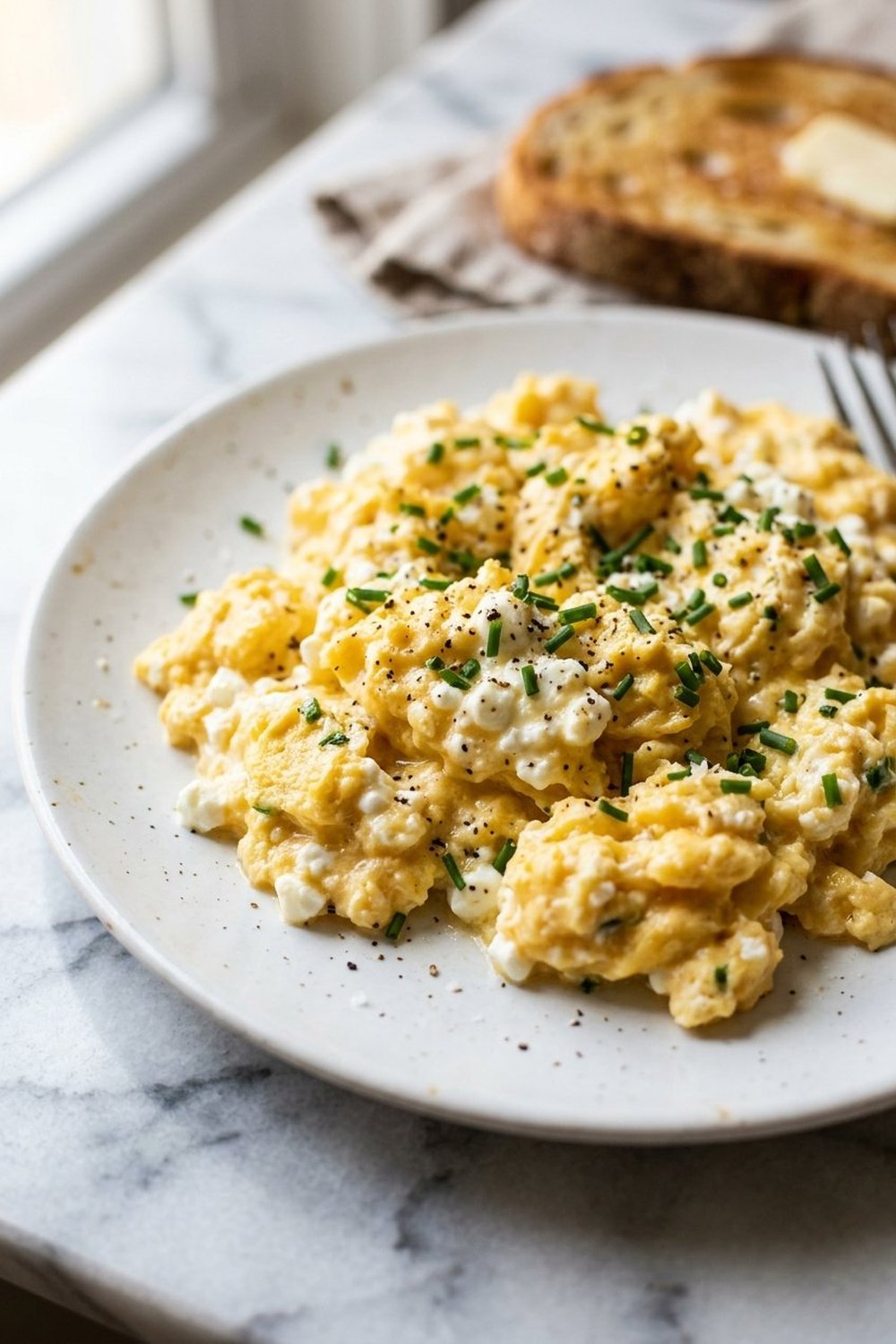 Cottage Cheese Scrambled Eggs close up