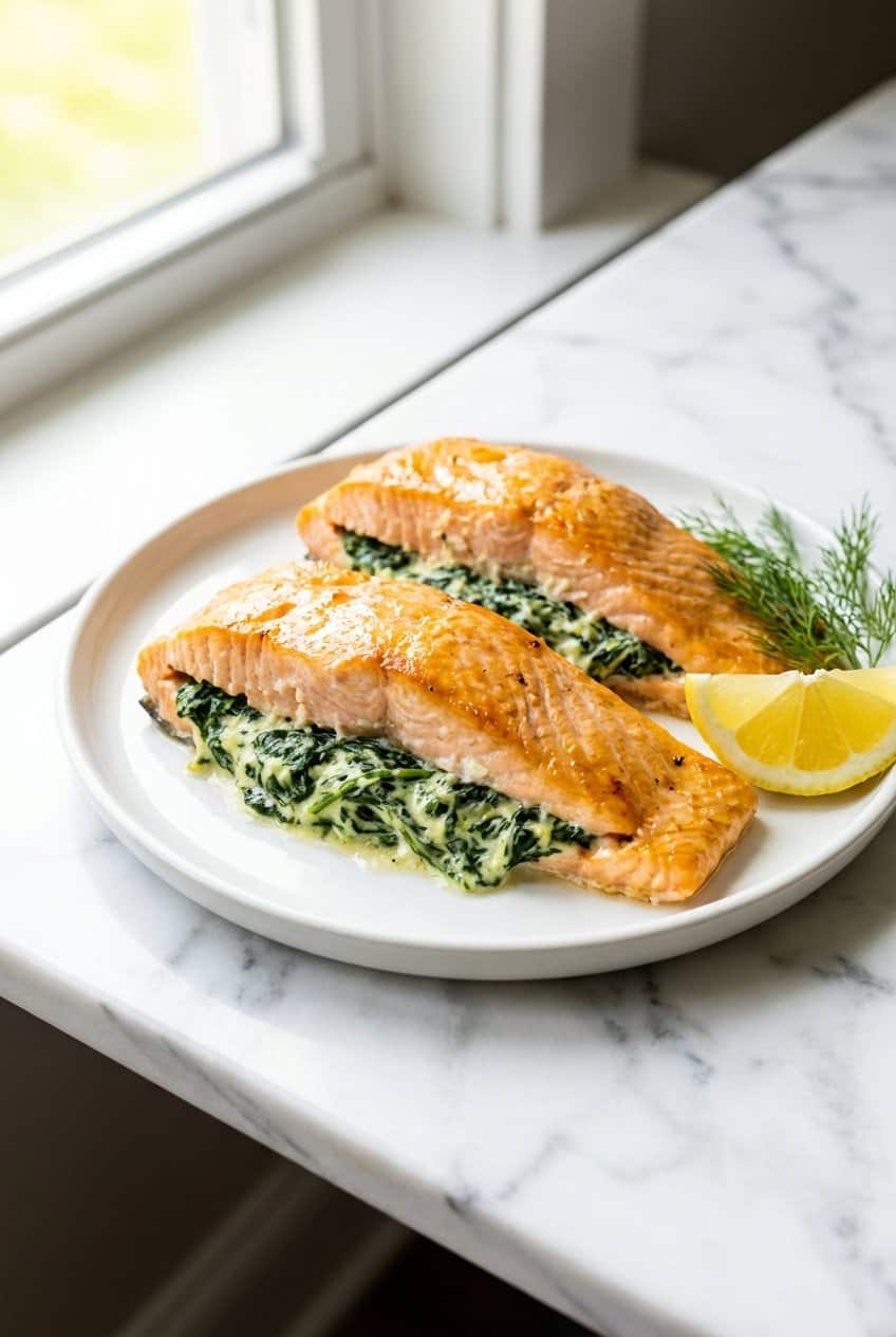 Creamy Spinach Stuffed Salmon hero shot