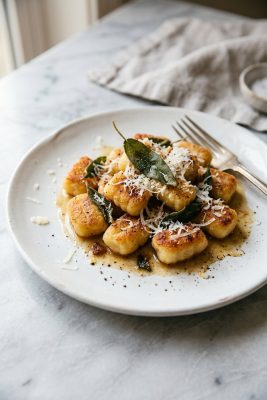 Crispy Gnocchi with Brown Butter served on a plate