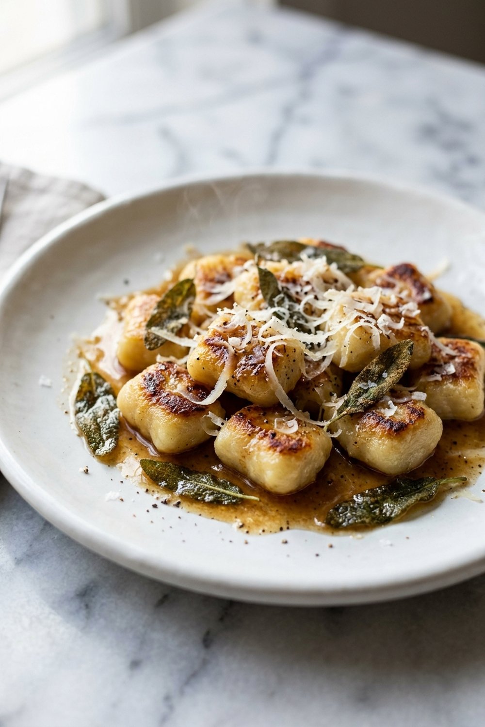 Crispy Gnocchi with Brown Butter close up
