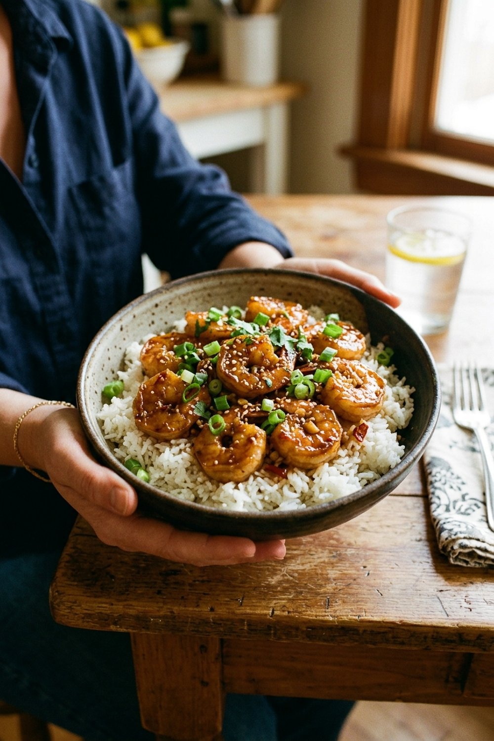 Crispy Honey Garlic Shrimp close up