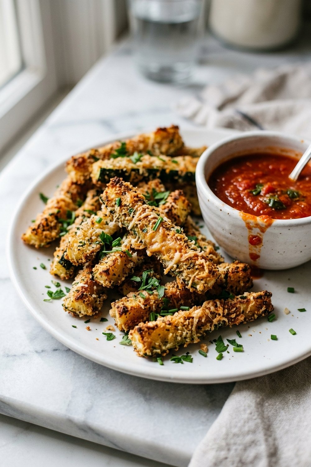 Crispy Parmesan Zucchini Fries close up