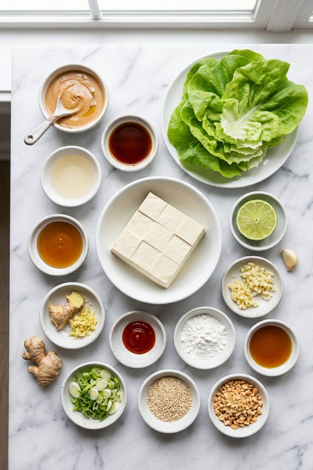 Crispy Peanut Tofu Lettuce Wraps ingredients