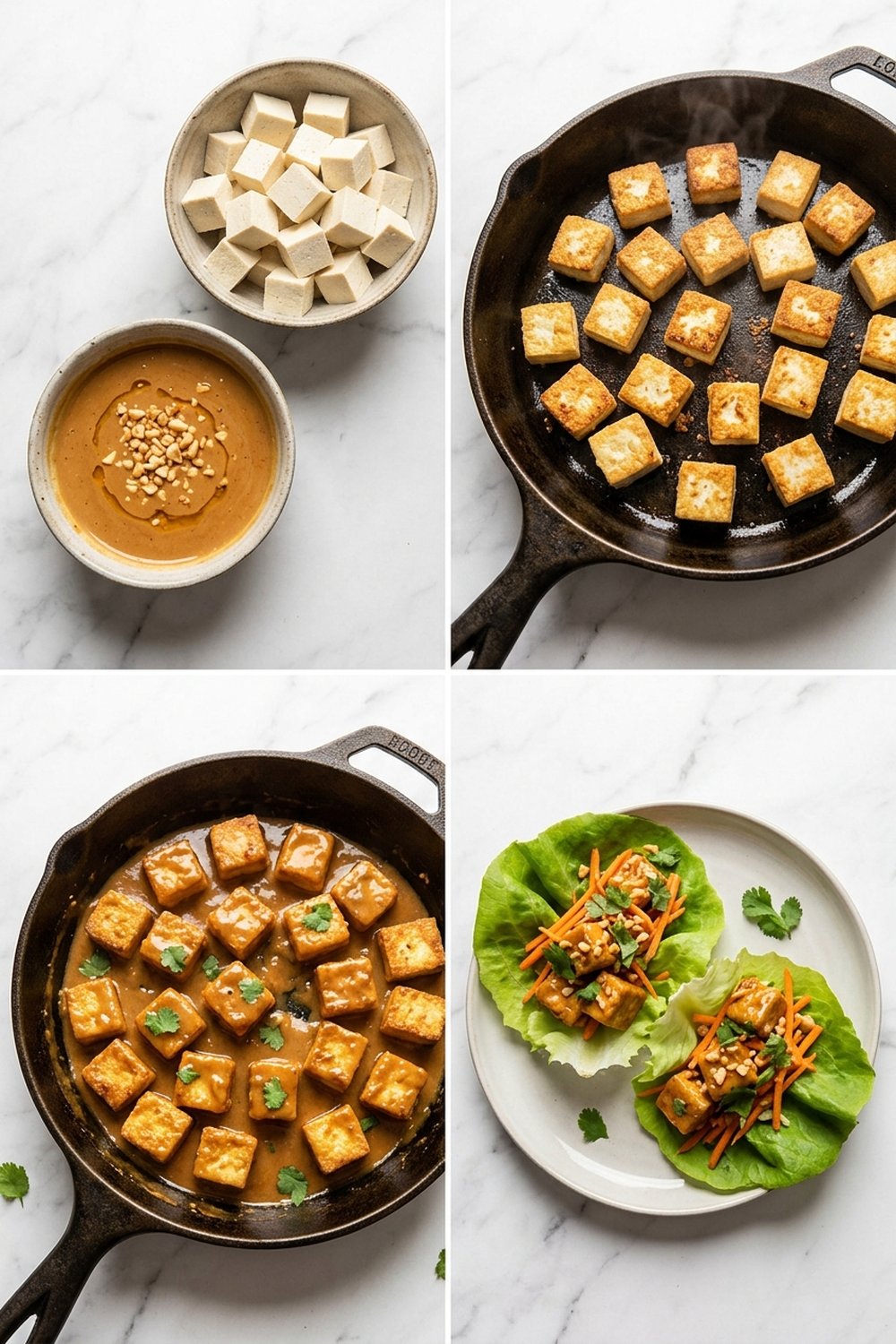 How to make Crispy Peanut Tofu Lettuce Wraps