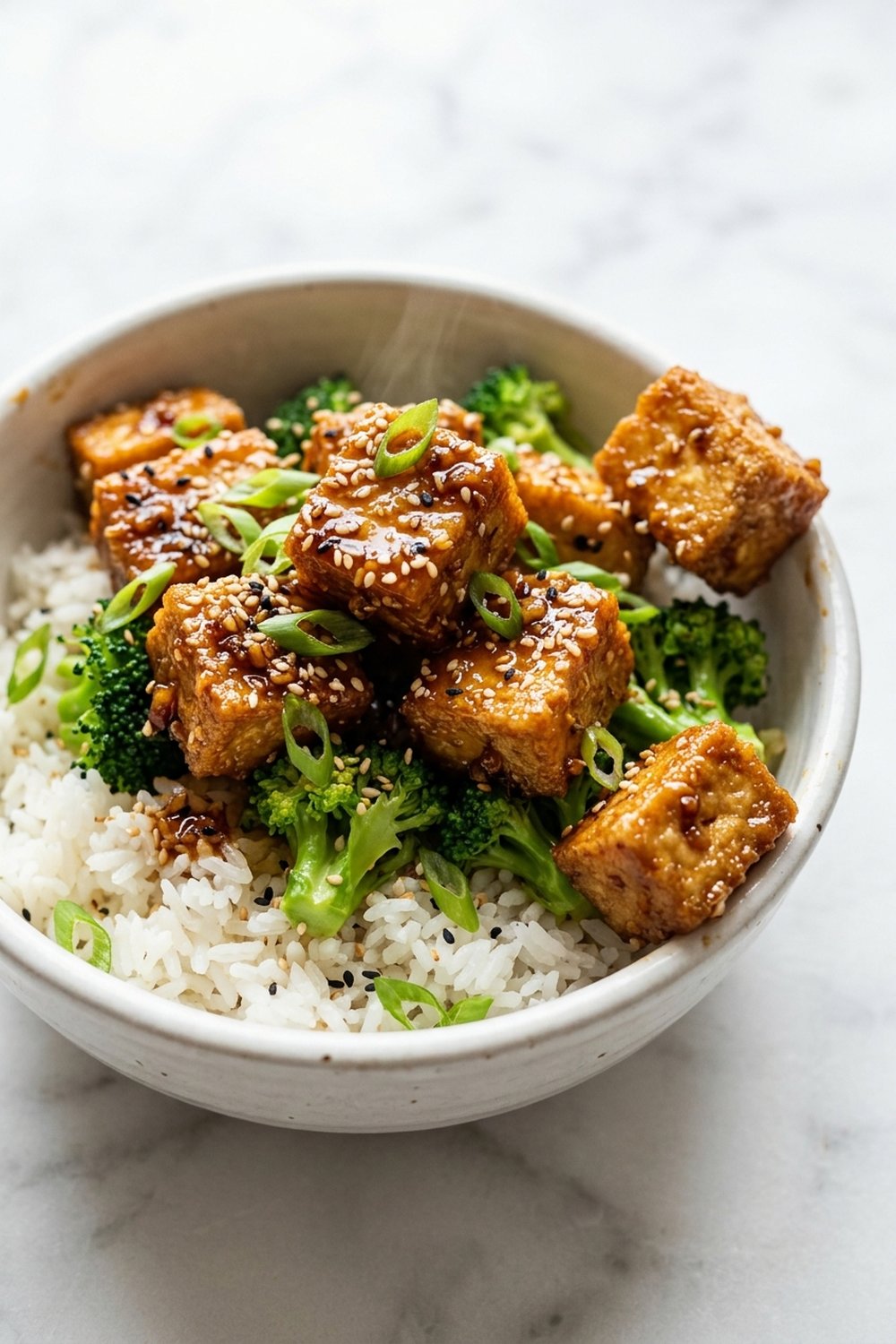 Crispy Sesame Tofu close up