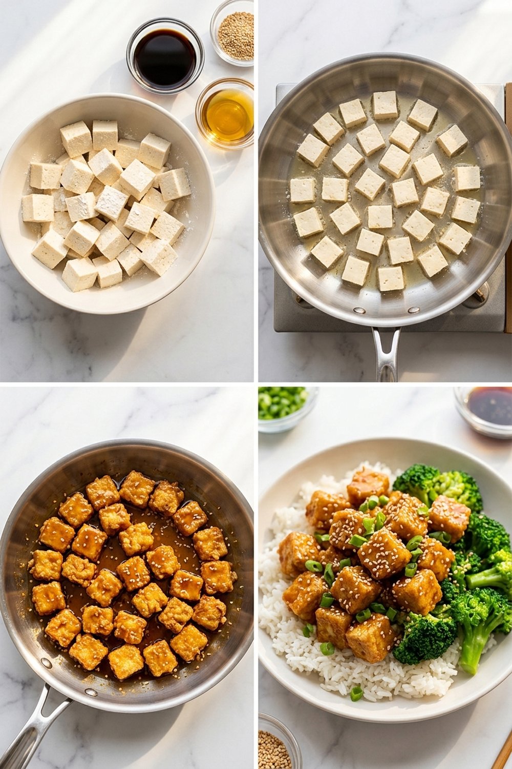 Step by step Crispy Sesame Tofu