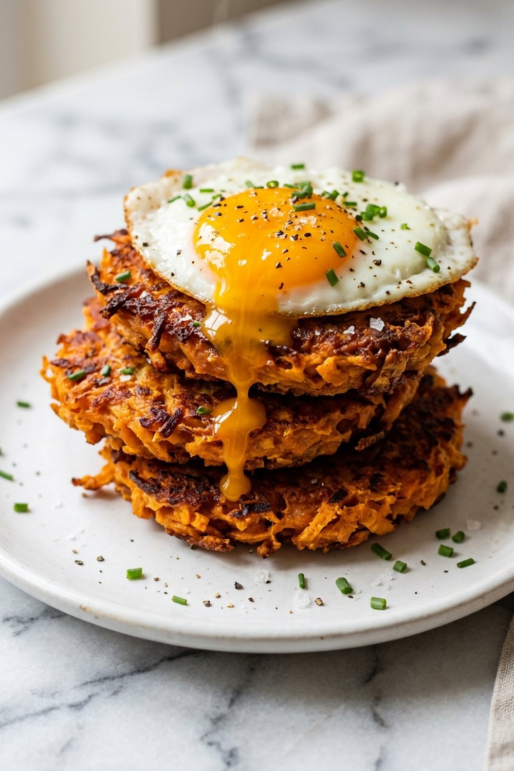 Crispy Sweet Potato Hash Browns close up