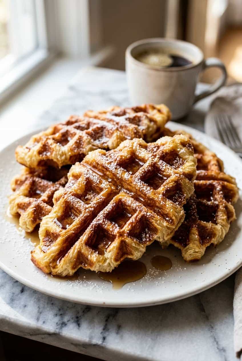 Croffles (Croissant Waffles) close up