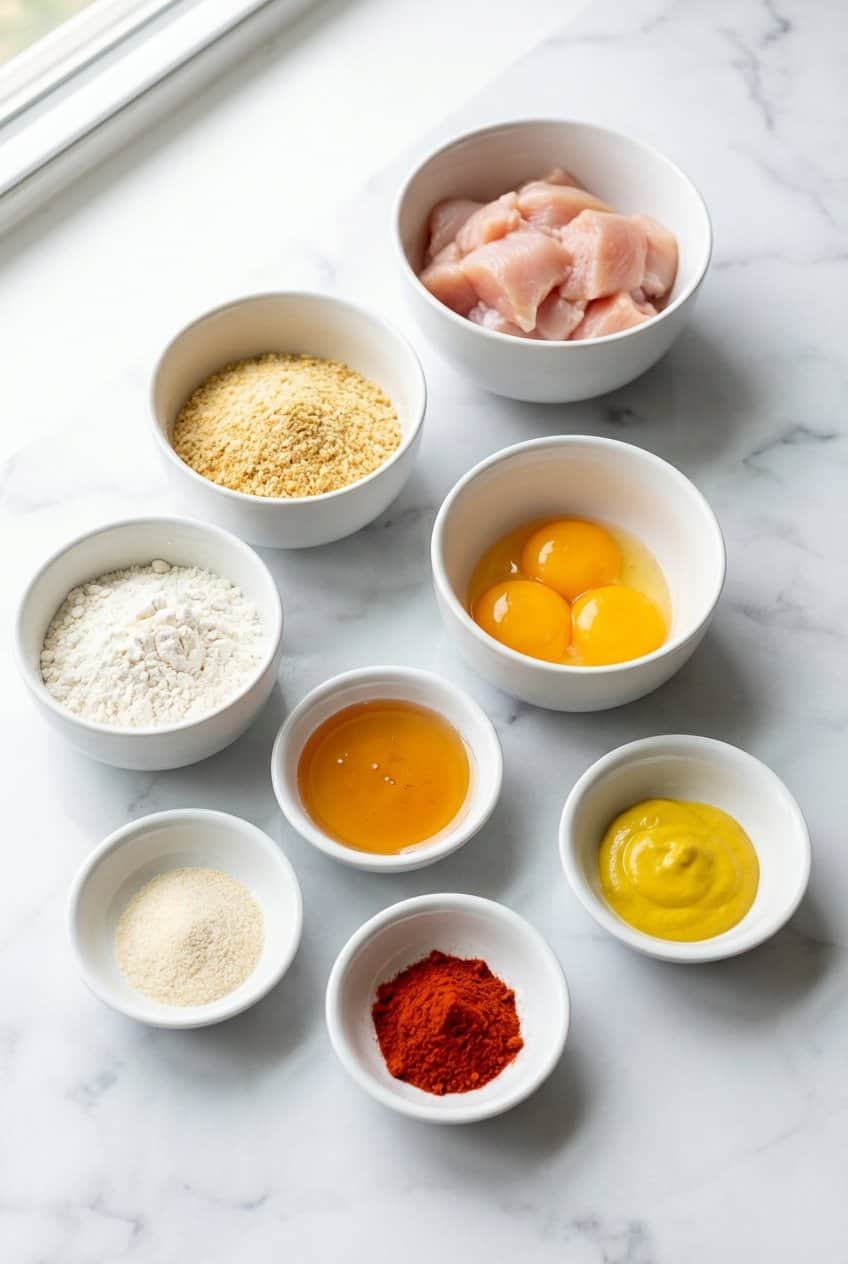 Raw ingredients for homemade dinosaur chicken nuggets