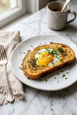 Egg in a Hole Toast served on a plate