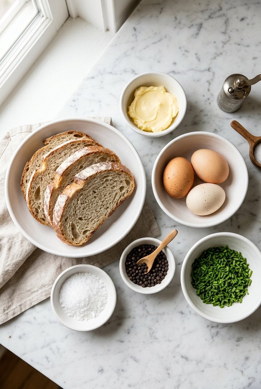 Ingredients for egg in a hole toast