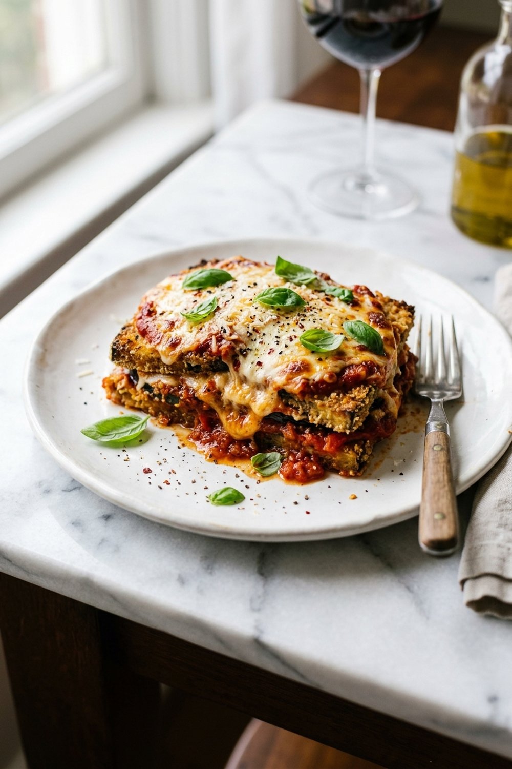 Eggplant Parmesan close up
