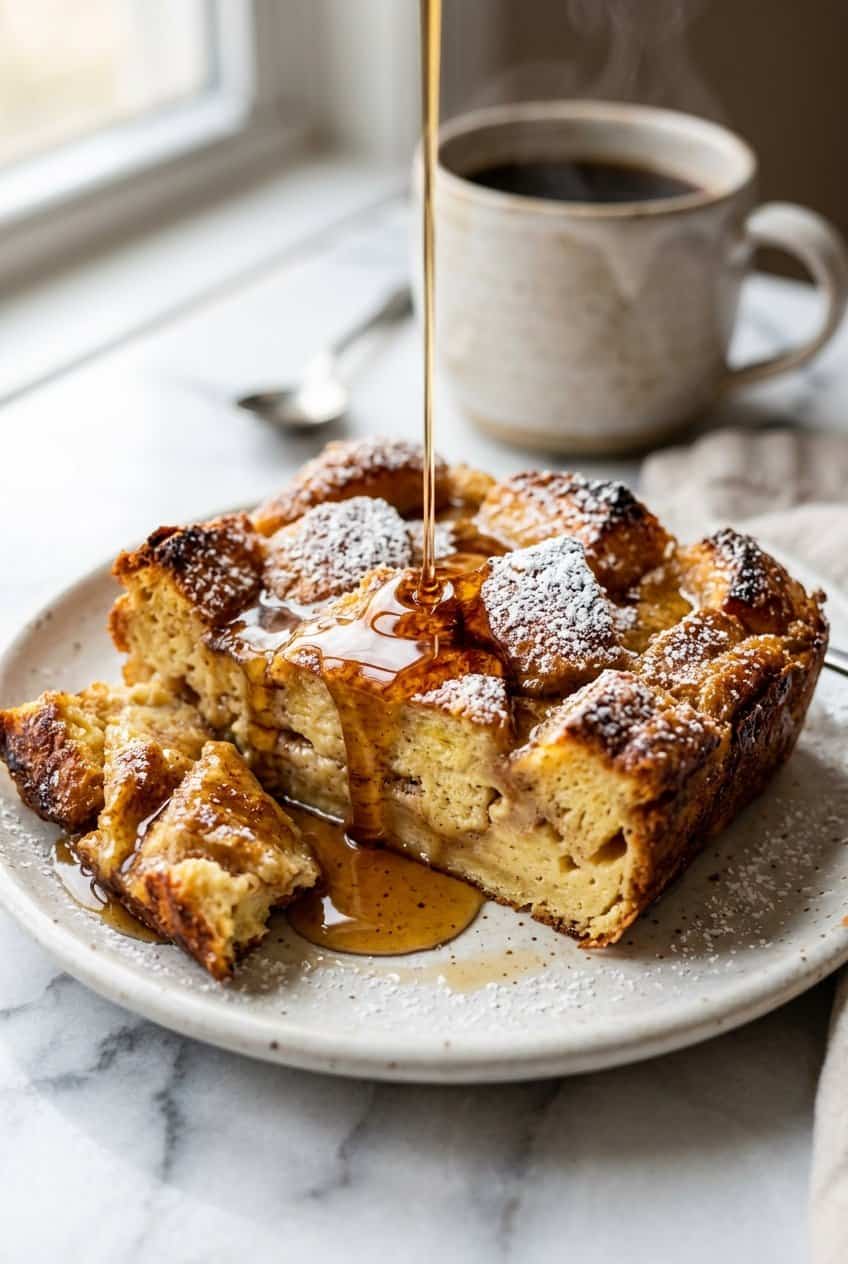 Close up of french toast casserole