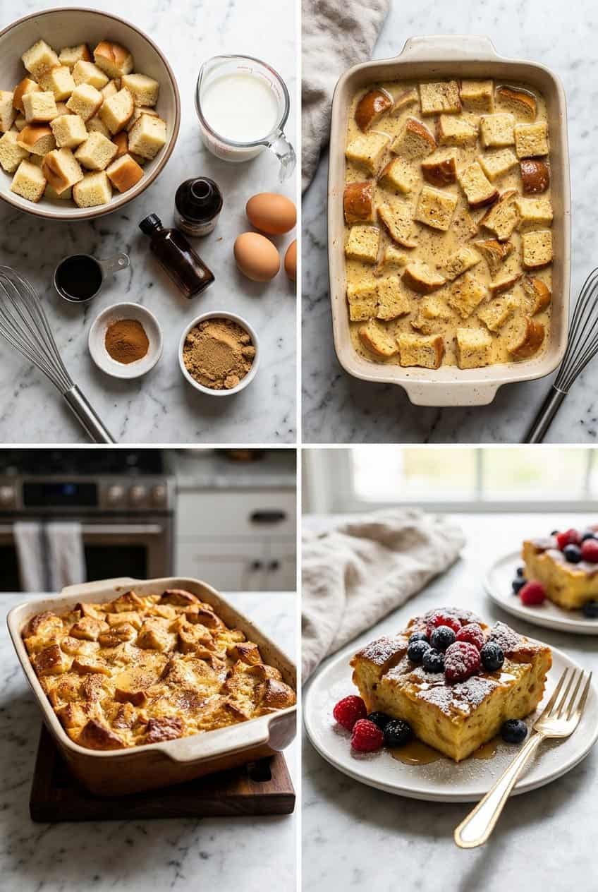 Step by step process for french toast casserole
