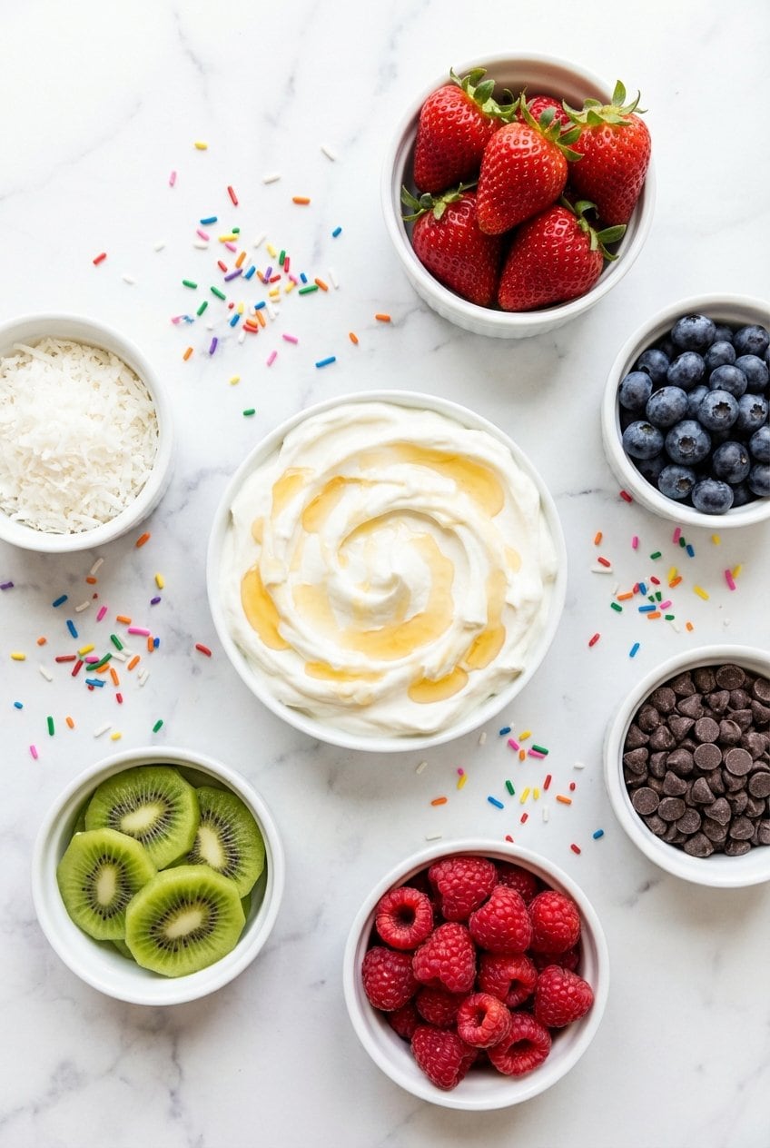 Ingredients for frozen yogurt bark