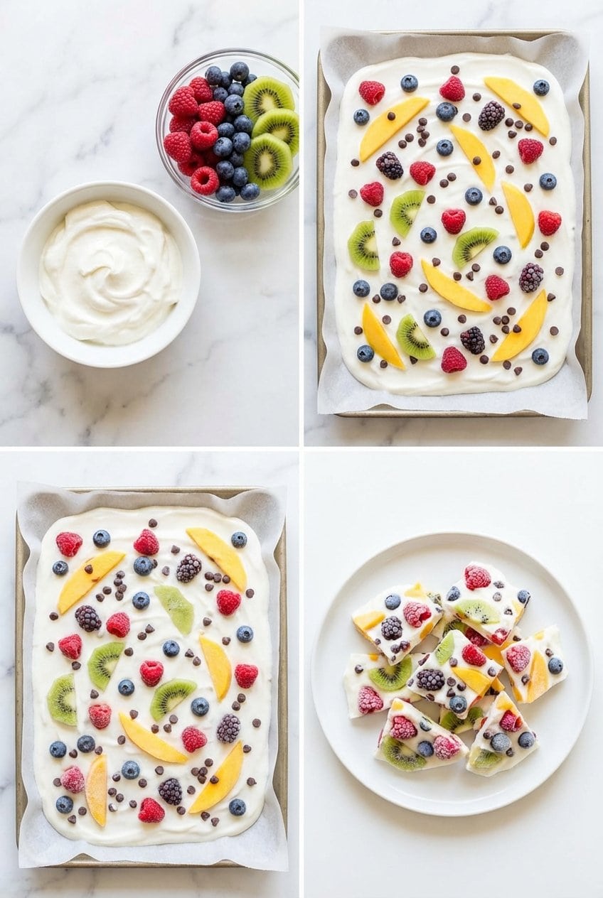 Step by step making frozen yogurt bark
