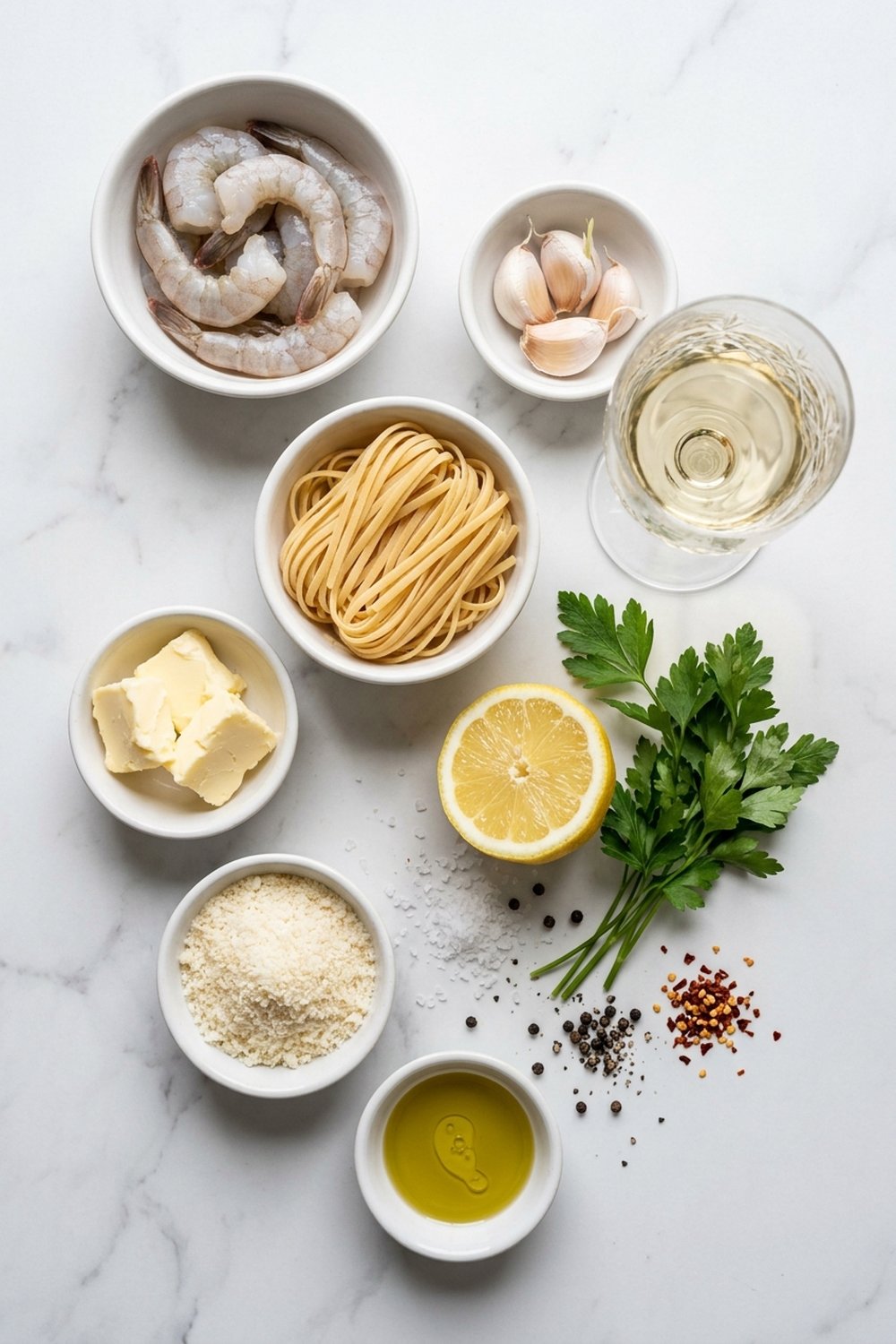 Garlic Butter Shrimp Scampi ingredients