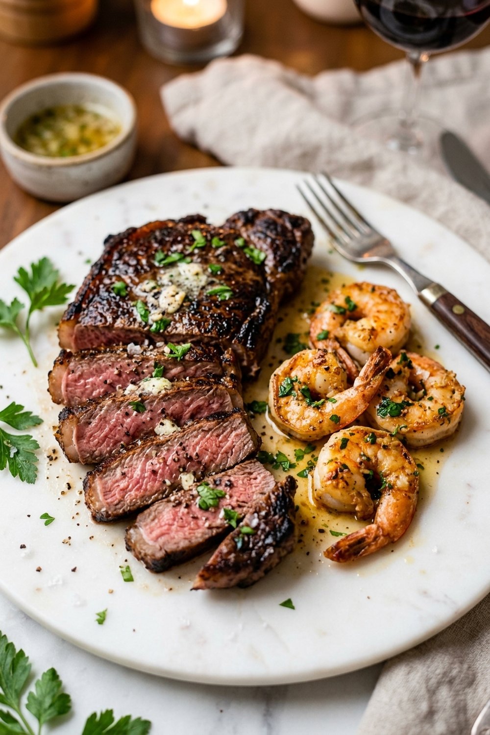 Garlic Butter Steak and Shrimp