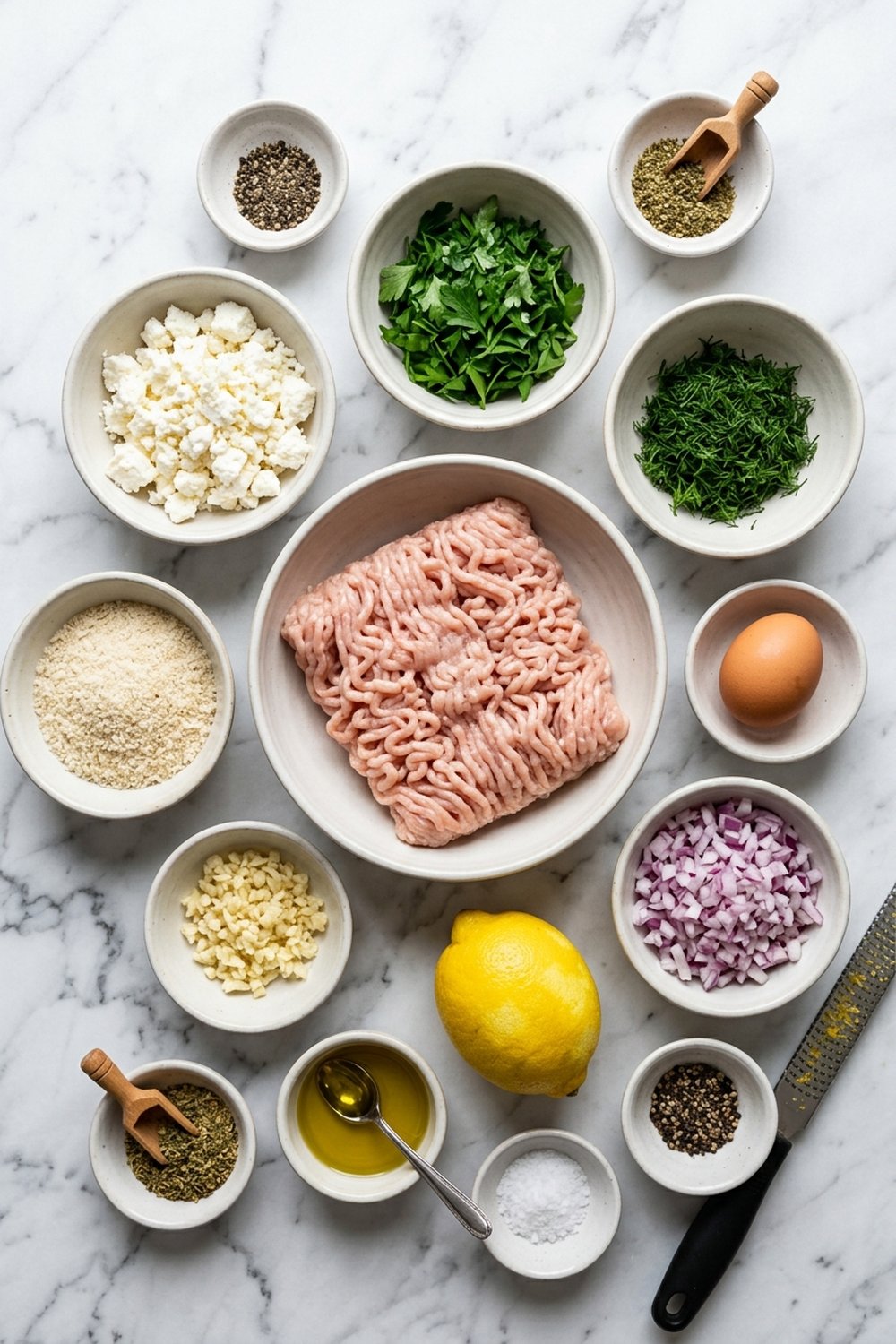 Ingredients for Greek Chicken Meatballs (Keftedes)