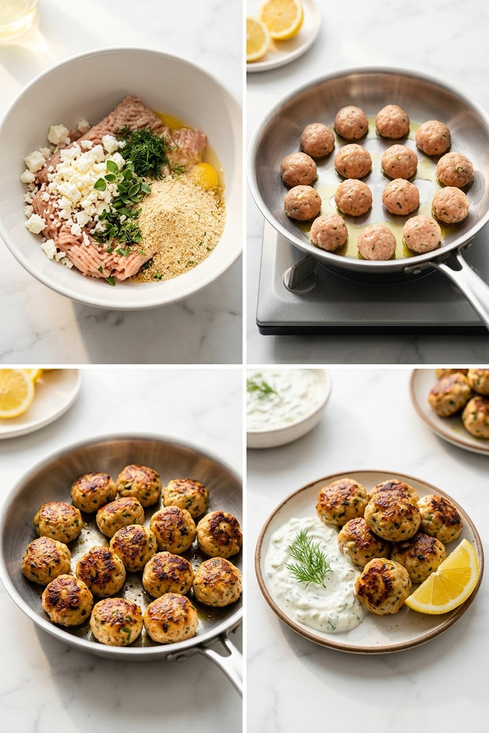 Step by step Greek Chicken Meatballs (Keftedes)