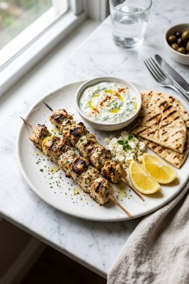 Greek Chicken Souvlaki Skewers (Kotopoulo Souvlaki)