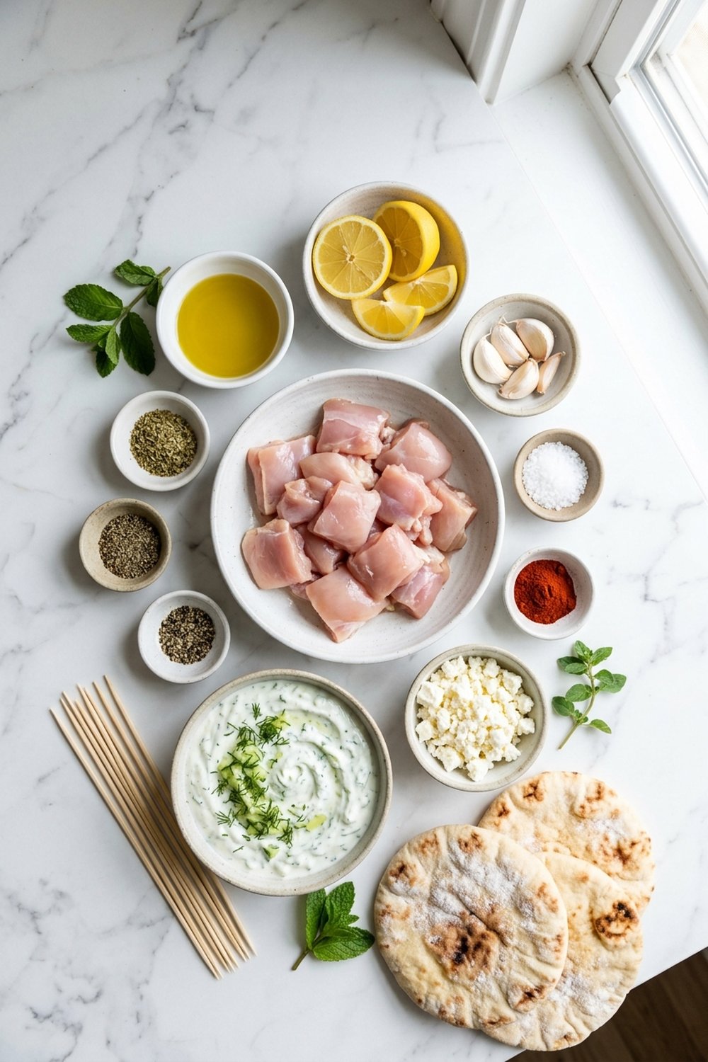 Greek Chicken Souvlaki Skewers (Kotopoulo Souvlaki) ingredients