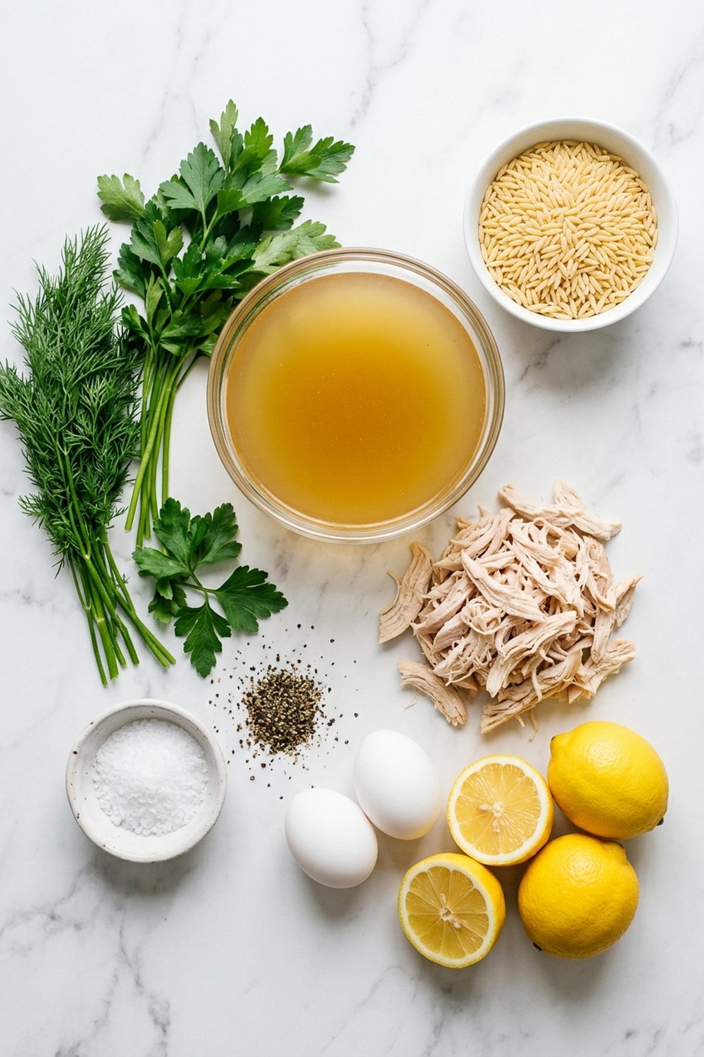 Greek Lemon Chicken Soup (Avgolemono) ingredients