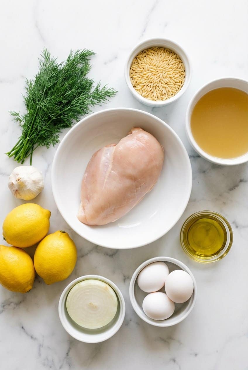 Ingredients for Greek Lemon Chicken Soup