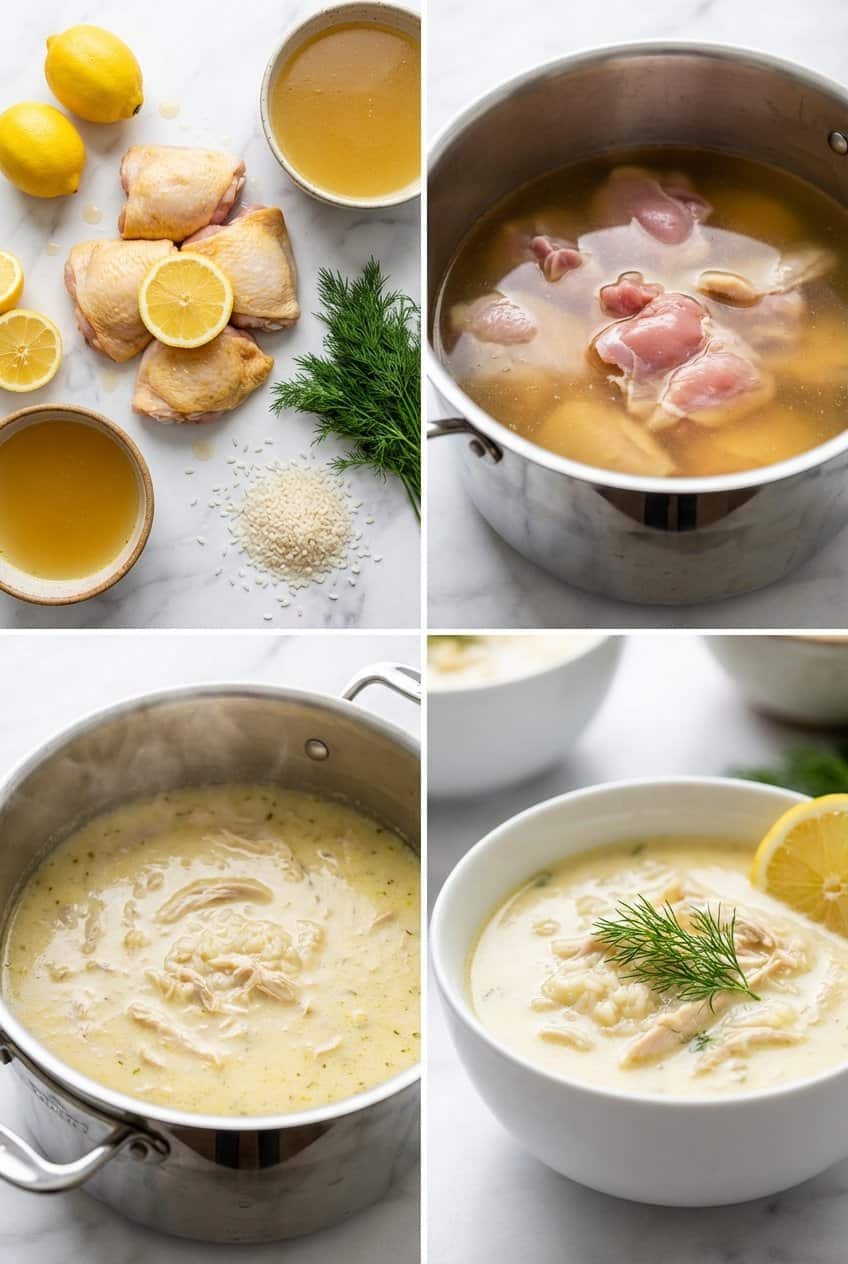 Step by step process for making Greek Lemon Chicken Soup
