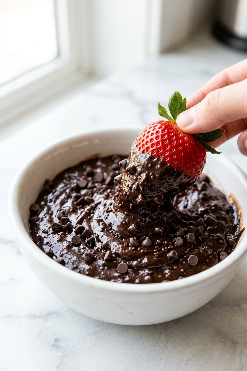 Greek Yogurt Brownie Batter Dip close up