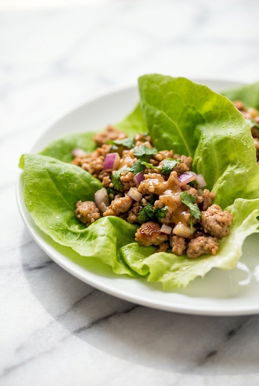 Close up of Ground Turkey Lettuce Wraps