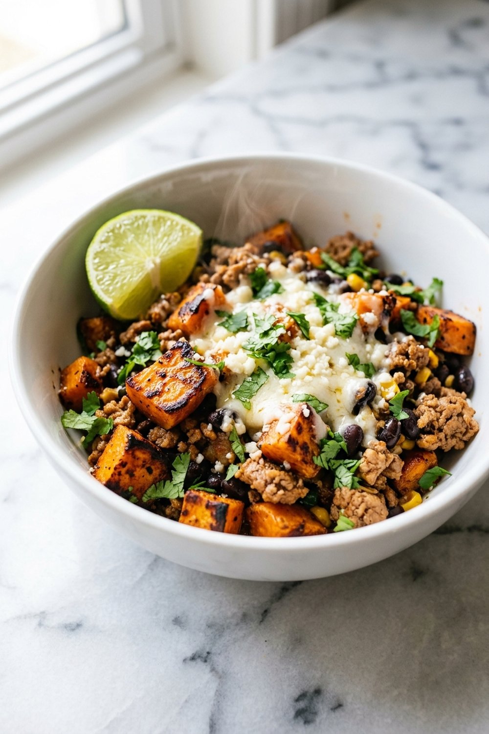 Ground Turkey Sweet Potato Skillet close up