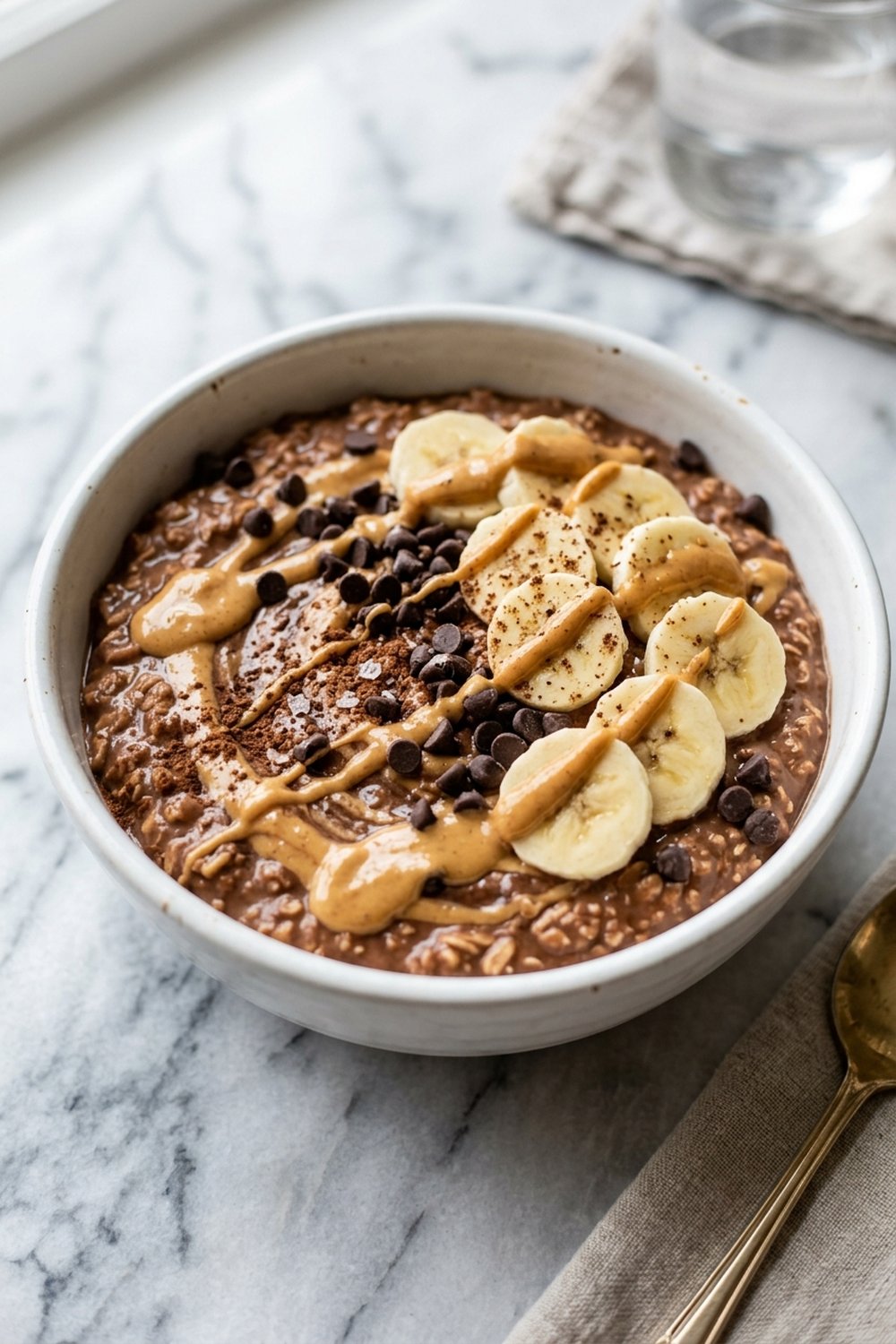 High Protein Peanut Butter Cup Oats close up