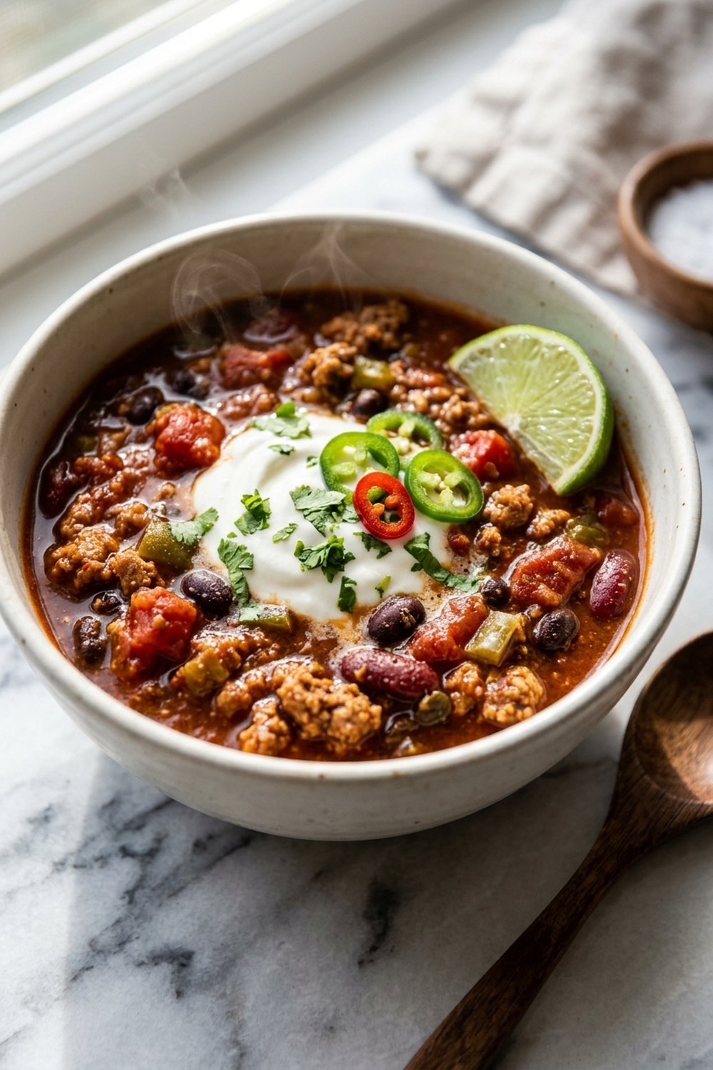 High Protein Turkey Chili close up