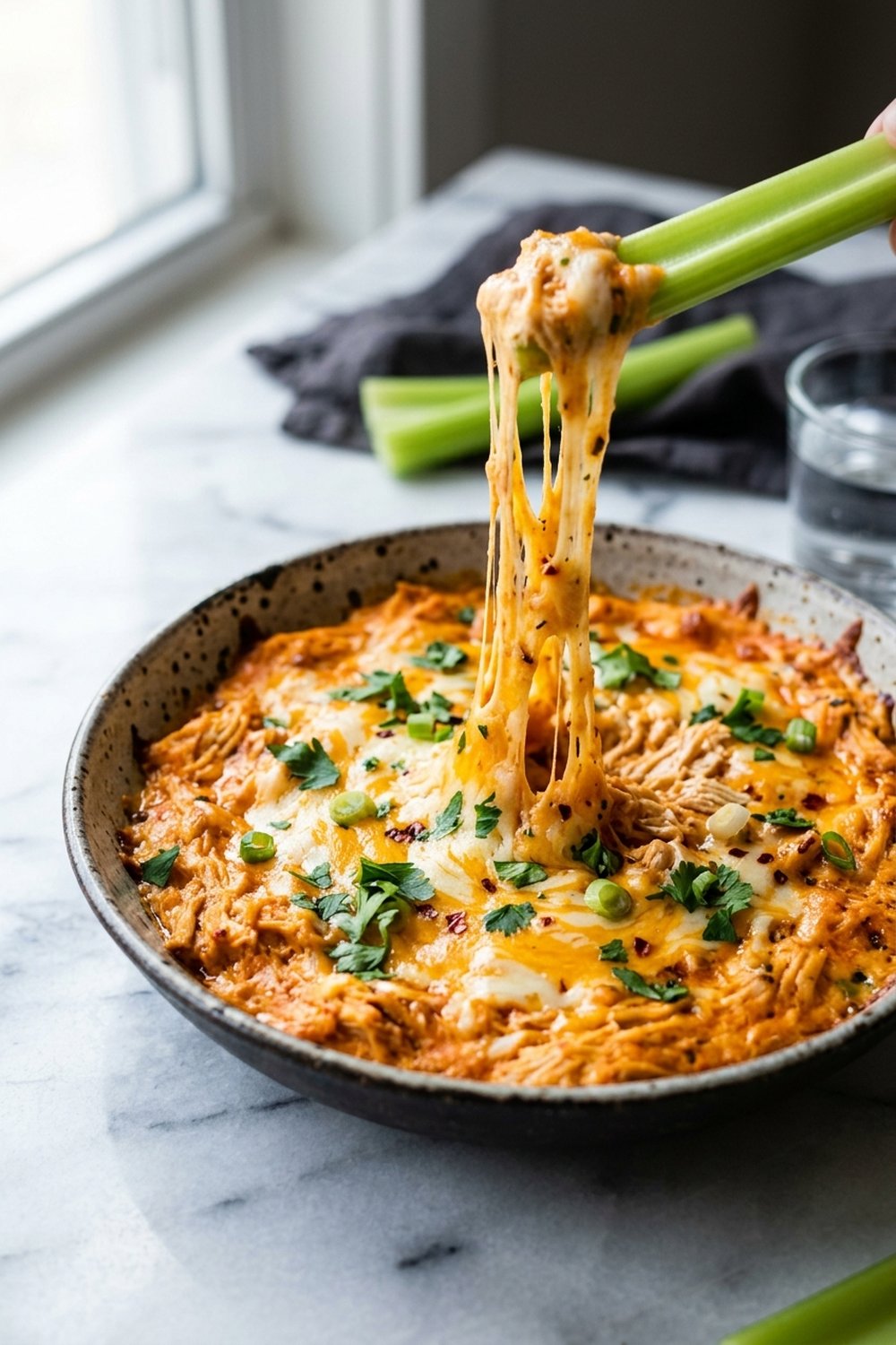 Keto Buffalo Chicken Dip close up