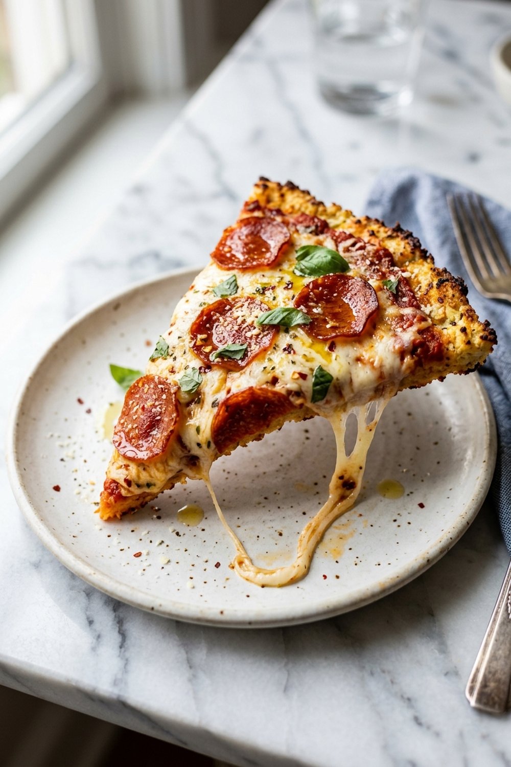 Keto Cauliflower Pizza Crust close up