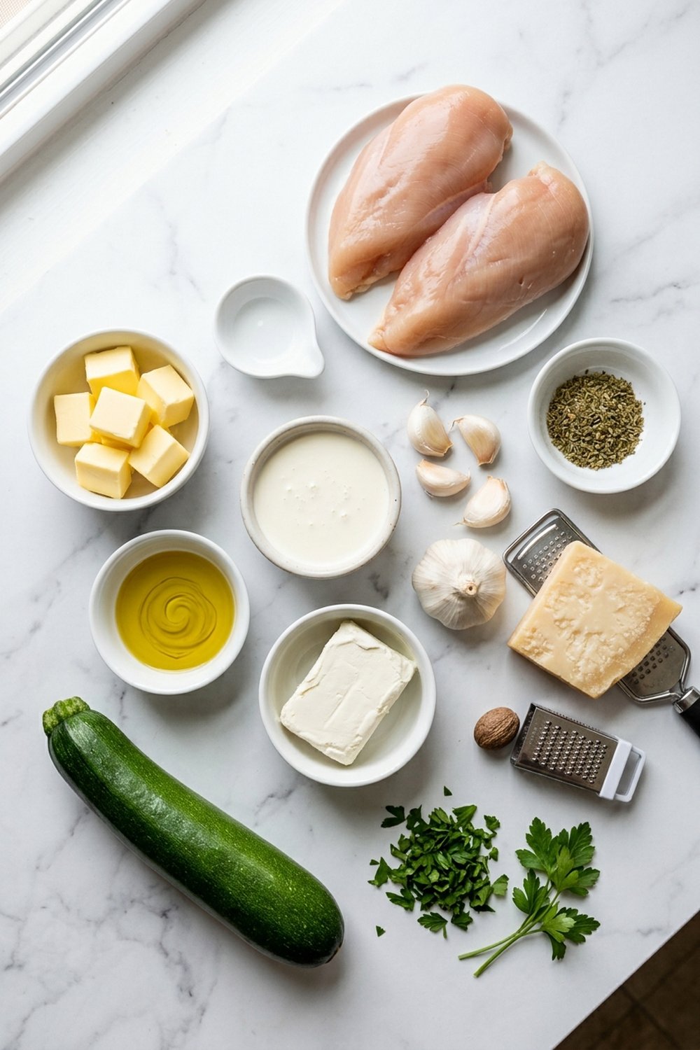 Keto Chicken Alfredo Zucchini Noodles ingredients