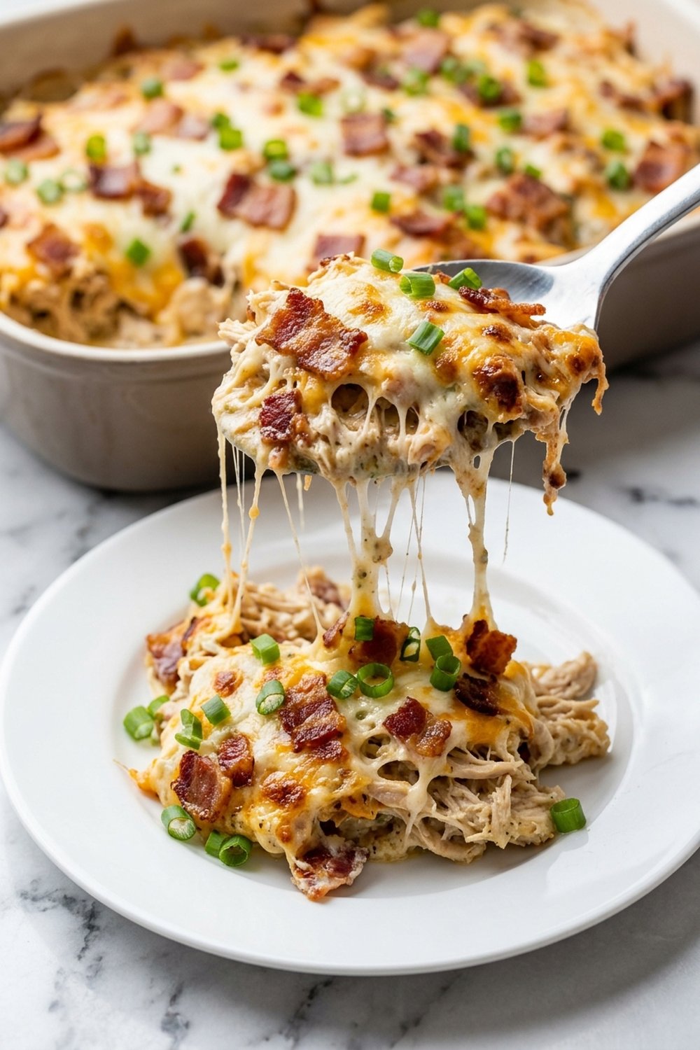 Keto Chicken Bacon Ranch Casserole close up