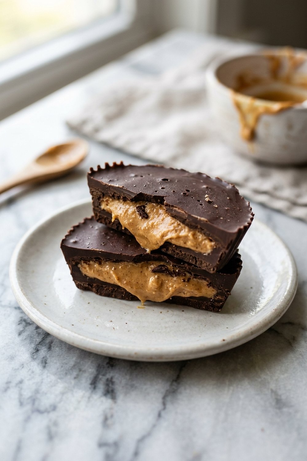 Keto Chocolate Peanut Butter Cups close up