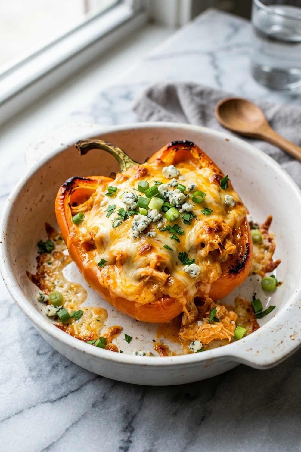 Keto Philly Cheesesteak Stuffed Peppers close up