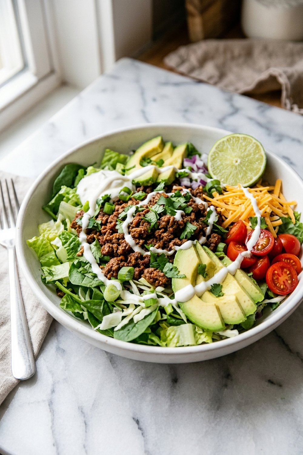 Keto Taco Salad Bowls close up
