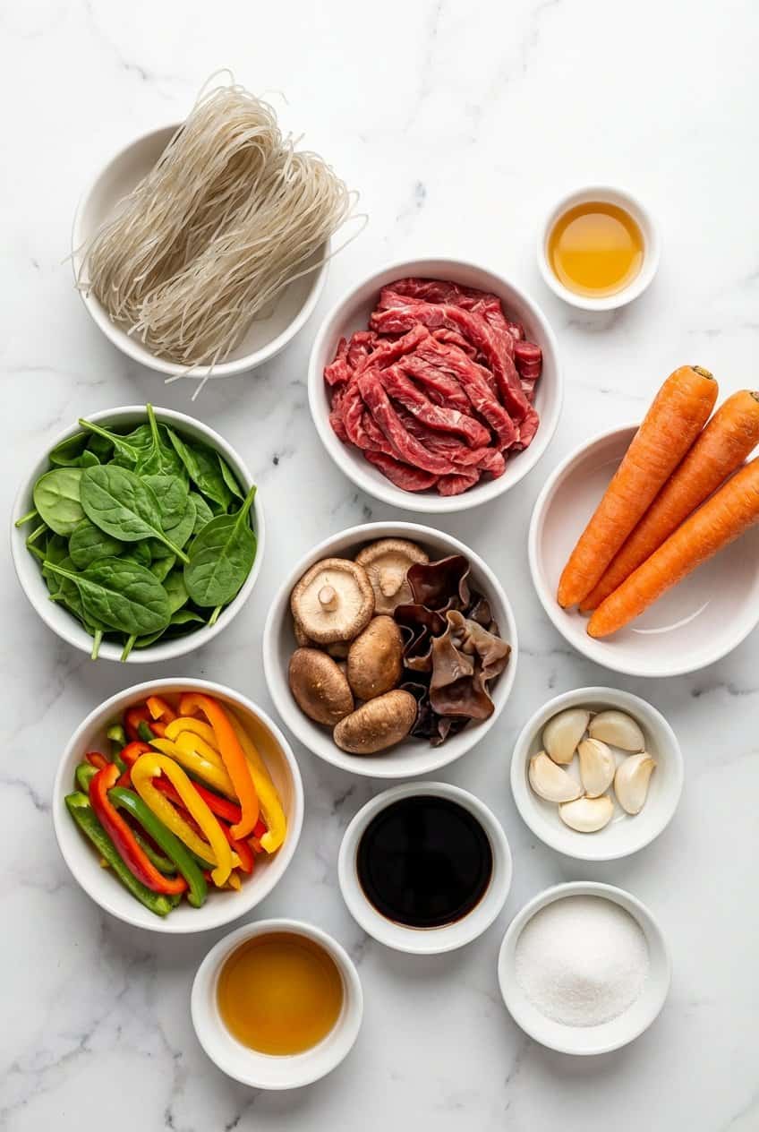 Ingredients for Korean Japchae Noodles