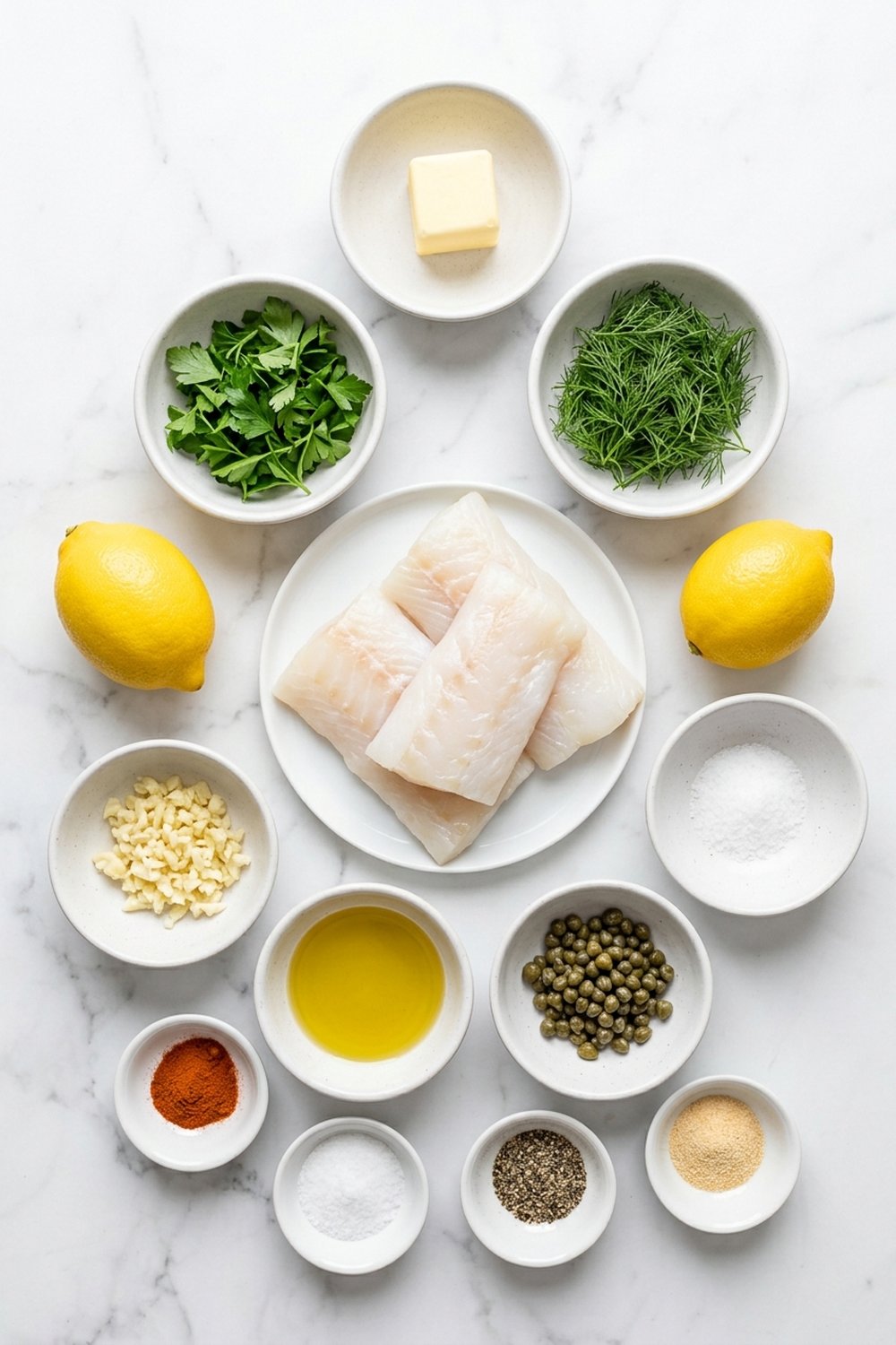 Ingredients for Lemon Herb Baked Cod
