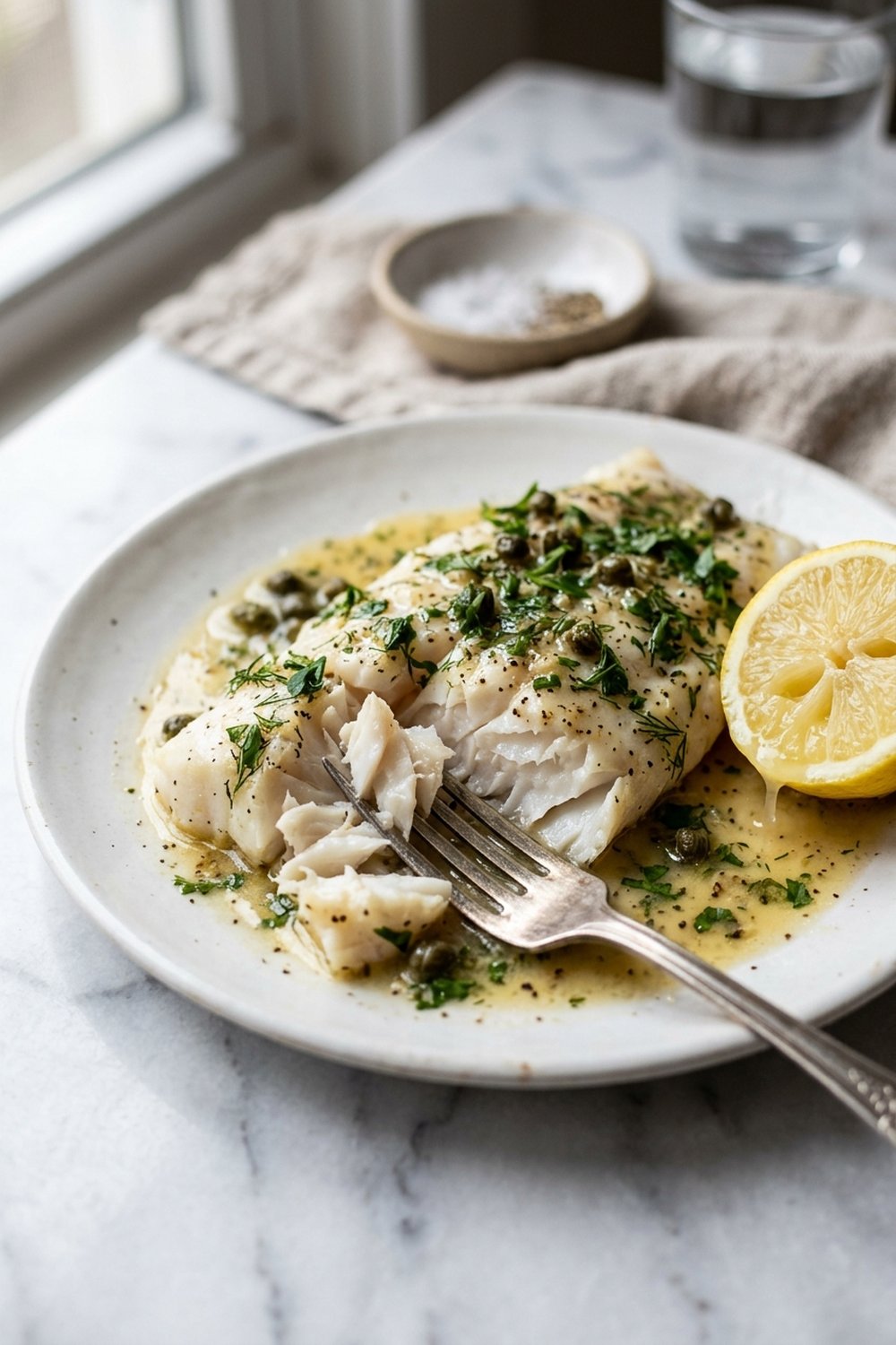 Lemon Herb Baked Cod close up