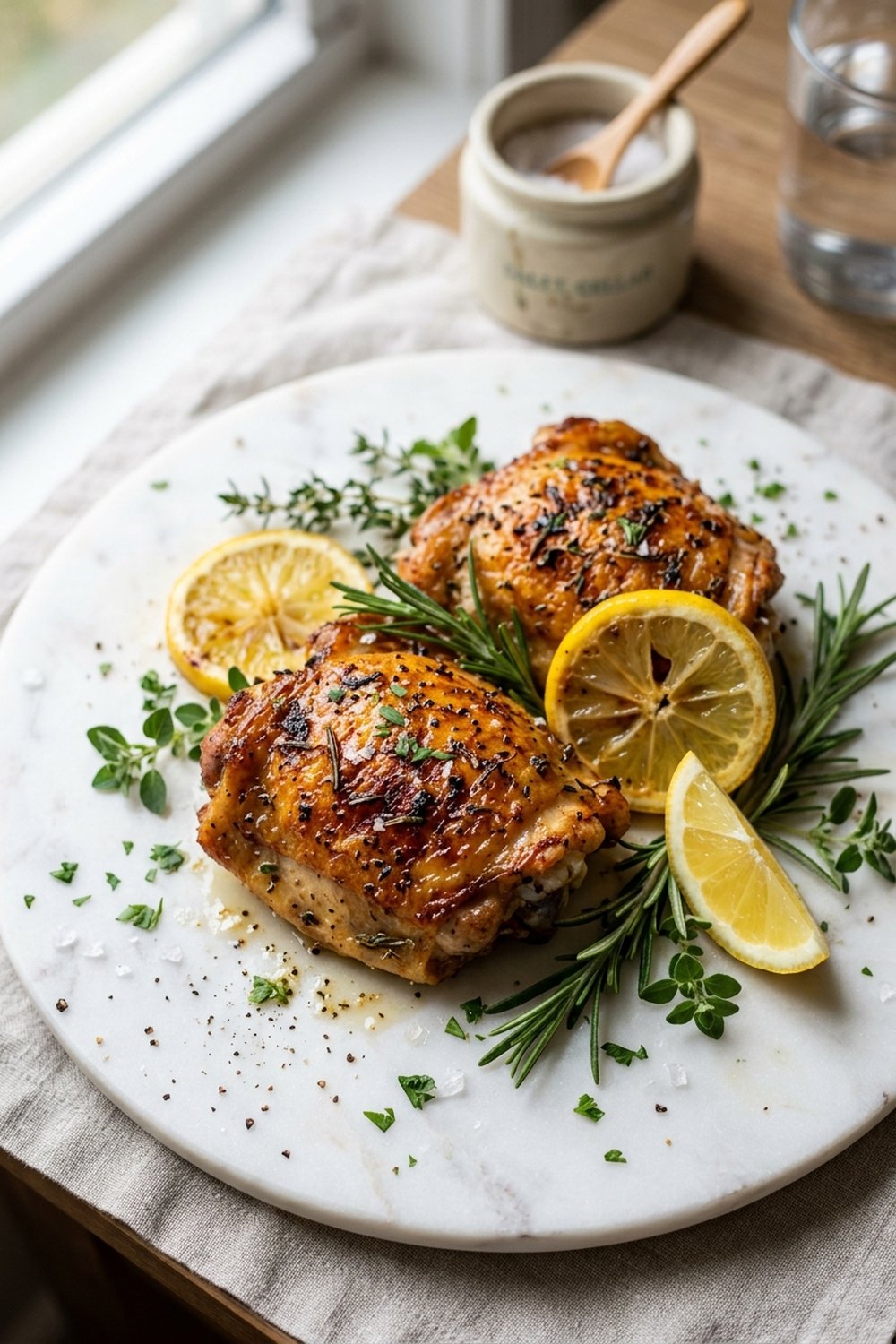 Lemon Herb Roasted Chicken Thighs