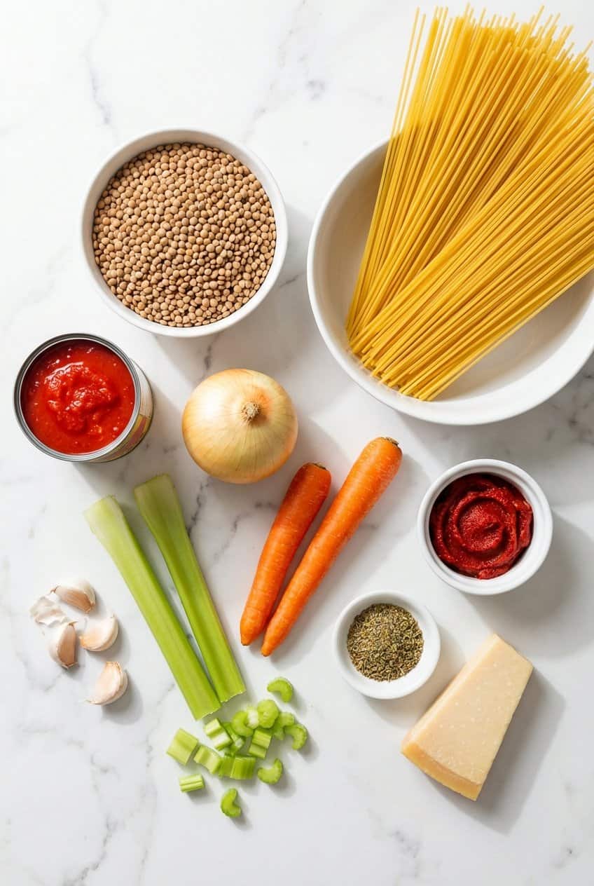 Ingredients for Lentil Bolognese